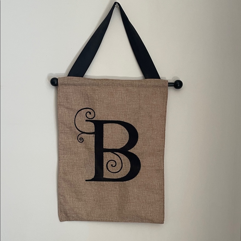Decorative Burlap/Tapesrty Initial B wall decor.